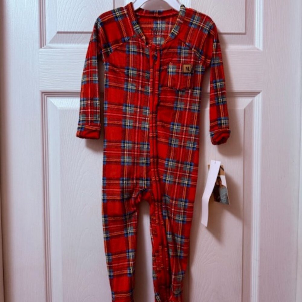 NWT Mario Lopez red tartan plaid toddler sleeper size 2T, 3T, 4T